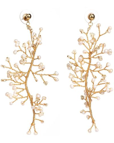 I'MMANY LONDON Soft Rime Freshwater Pearl-embellished Branch Drop Earrings - Metallic