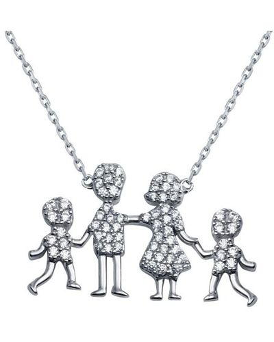 Cosanuova Sterling Family Pendant Two Boys Necklace - Metallic