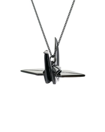 Origami Jewellery Crane Necklace Gun Metal - Black