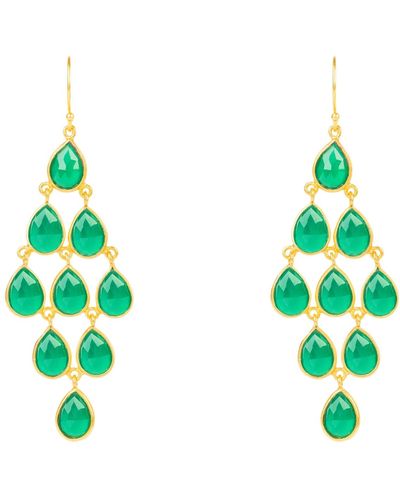 LÁTELITA London Erviola Gemstone Cascade Earrings Gold Green Onyx