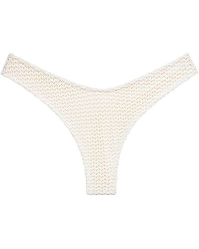 Montce Bone Crochet Lulu Zig Zag Stitch Bikini Bottom - White