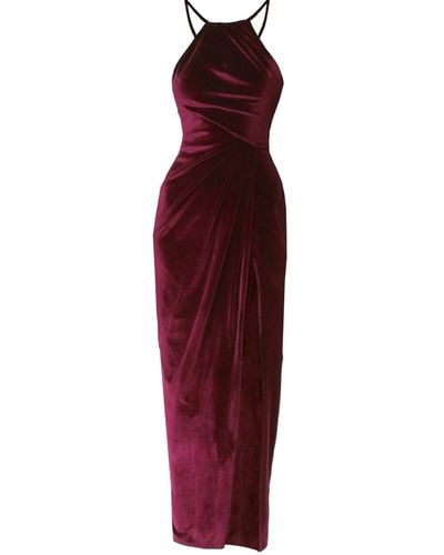 Angelika Jozefczyk Velvet Burgundy Drapped Dress Sofia - Red