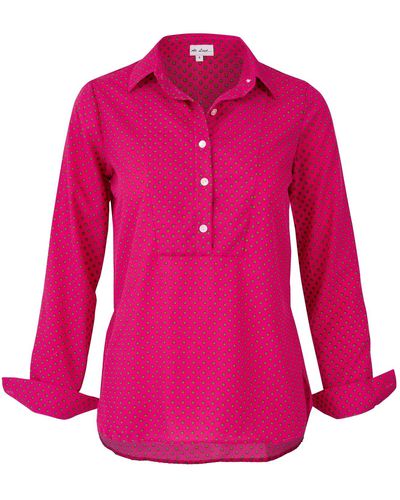 At Last Soho Shirt In Hot Pink With Green Spot