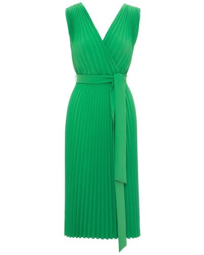 Nissa Pleated Midi Dress - Green