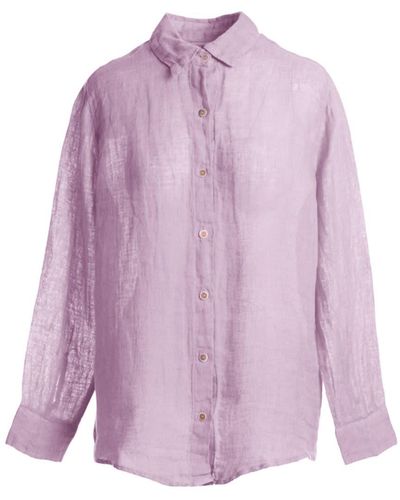 Haris Cotton Linen Gauze Shirt - Purple