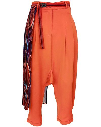 Lalipop Design Orange baggy Trousers With Detachable Pleated Half-skirt