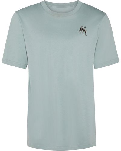 INGMARSON Monkey Embroidered Organic Cotton T-shirt Aloe - Blue