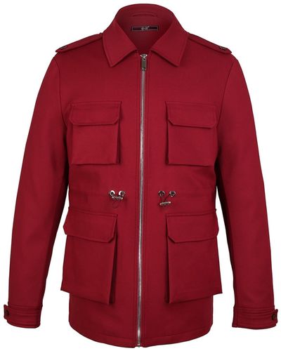 DAVID WEJ Ashford Military Jacket – - Red