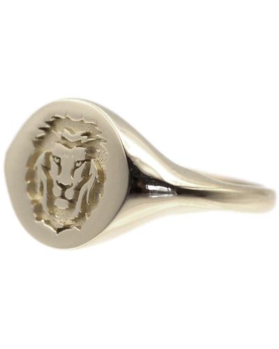 VicStoneNYC Fine Jewelry Lion Signet Solid Gold Ring - Metallic
