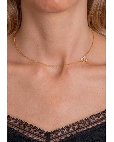 Lavani Jewels Zircon "s" Initial Necklace - Brown