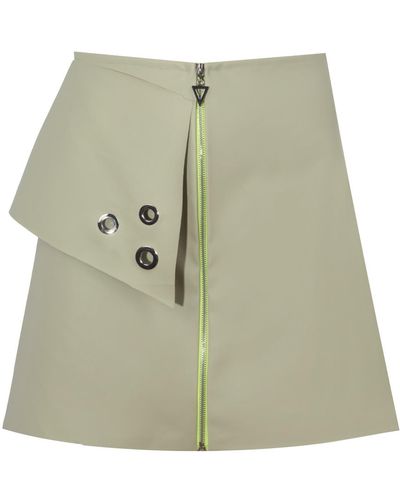 Mirimalist Olive Leather Mini Skirt - Green