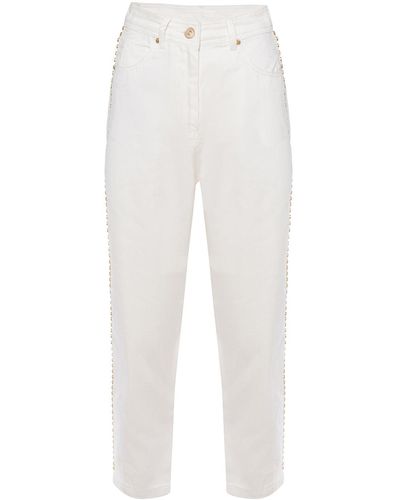 Nocturne Studded Mom Denim Pants - White