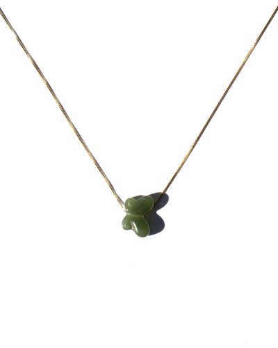 seree Butterfly Jade Pendant Necklace - Metallic