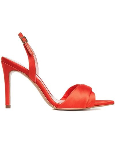 Ginissima Chloe Orange Satin Sandals - Red