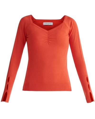 Paisie Sleeve Cut Out Top In Blood Orange - Red