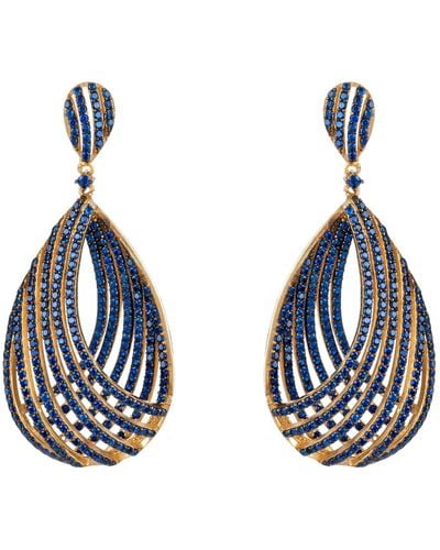 LÁTELITA London Vortex Teadrop Earring Sapphire Blue Cz Gold