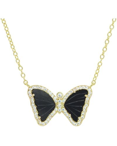KAMARIA Mini Onyx Butterfly Necklace - Black