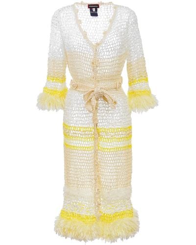 Andreeva White Malva Handmade Knit Cardigan - Yellow