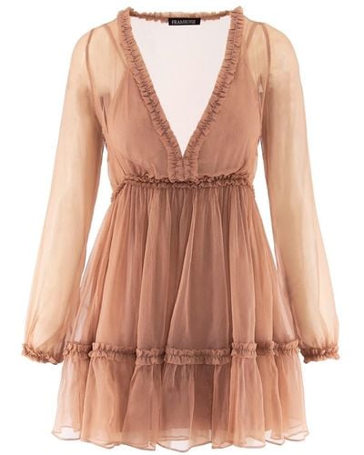 Framboise Sunset Short Silk Dress - Brown