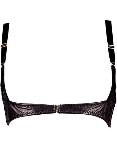 Something Wicked Montana Leather Open Cup Harness Bra - Black