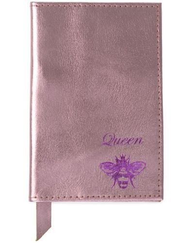 VIDA VIDA Queen Bee Metallic Pink Leather Passport Cover - Purple