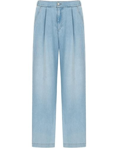 Nocturne Pleated Wide Leg Jeans - Blue