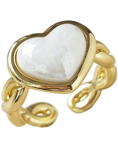 POPORCELAIN Porcelain Pearly White Heart Braided Ring - Metallic
