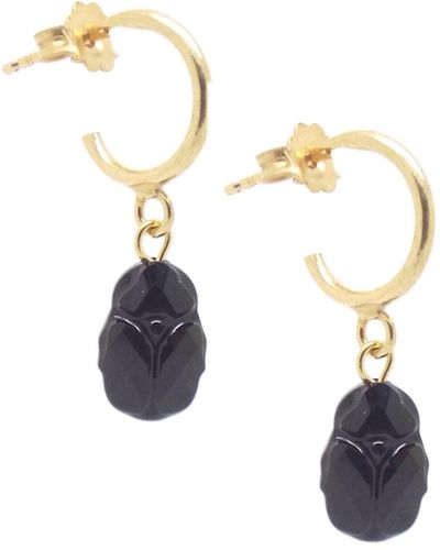 SALOME Noir Scarab Earrings - Metallic