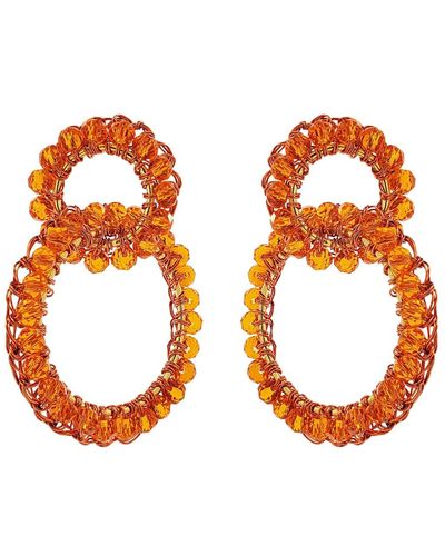 Lavish by Tricia Milaneze Amber Orange Ellie Handmade Crochet Earrings