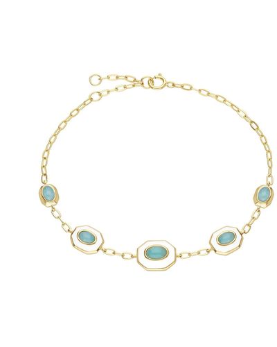 Gemondo Gold Plated Siberian Waltz White Enamel & Amazonite Bracelet - Blue