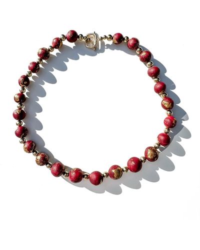 Babaloo Handrolled Bead Necklace - Red