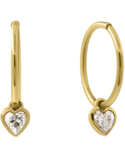 Lee Renee Diamond Heart Clicker Hoop Earrings - Metallic