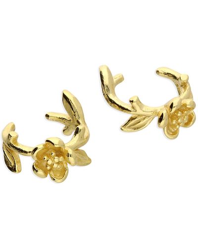 Kaizarin Yellow Gold-plated Flower Ear Cuffs - Metallic