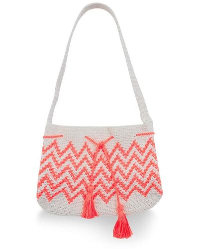 Peraluna Mia Bag Handmade Knitwear Bag Beige/orange - Red