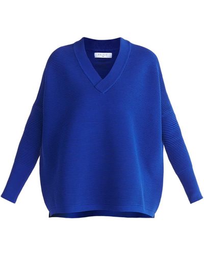 Paisie V-neck Ribbed Sweater In Royal - Blue