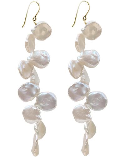 Kiri & Belle Adie Long Keshi Pearl Filled Earrings - Metallic