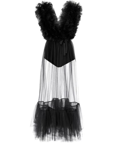 LIA ARAM Tiered Tulle Gown - Black