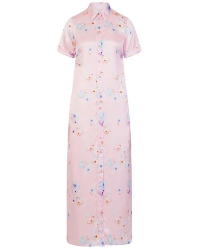 Sophie Cameron Davies Silk Maxi Dress Pink Beach Flower