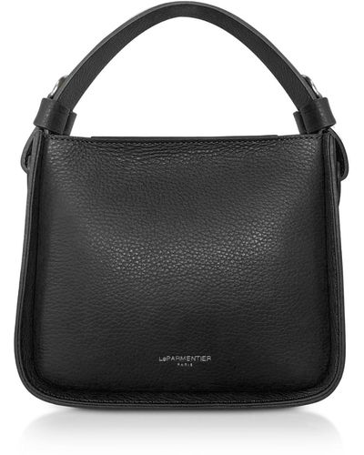 Le Parmentier Duplo Small Hammered Leather Top Handle Bag - Black