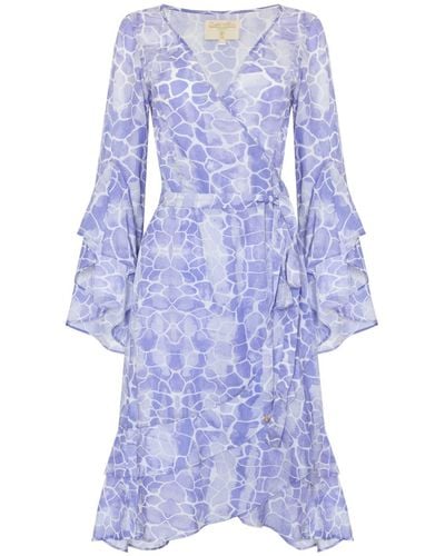 Sophia Alexia Lilac Pebbles Mini Riviera Wrap Dress - Blue