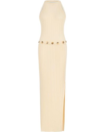 Nocturne Ribbed Dress With Slits - Natural