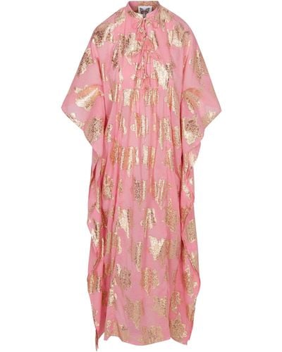 Meghan Fabulous Palm Springs Sparkle Caftan Maxi Dress - Pink