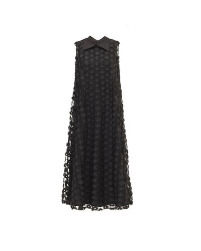 Julia Allert Evening Gown A-line Maxi Dress With Flowers - Black