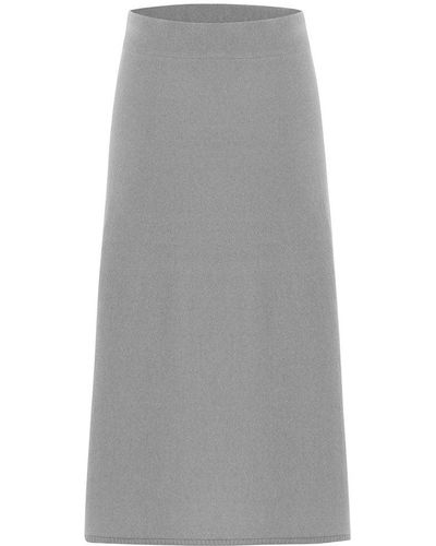 Peraluna Casual Cashmere Blend Knitwear Midi Flare Skirt - Gray