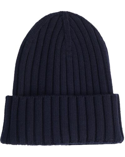 Julia Allert Solid Rib-knit Hat With A Foldover Cuff Dark - Blue