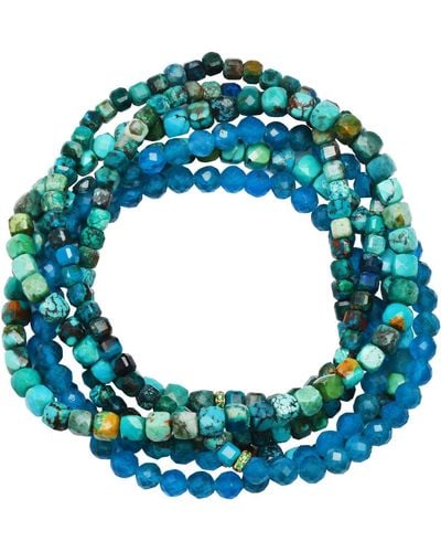 Soul Journey Jewelry Neon Sea Turquoise Wrap Bracelet - Blue
