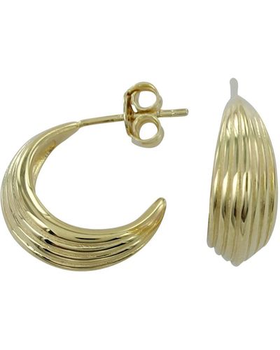 Reeves & Reeves Scallop Edged Gold Plate Hoop Earrings - Metallic