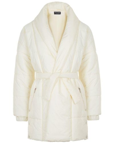 Nocturne Belted Puffer Jacket Sand - White