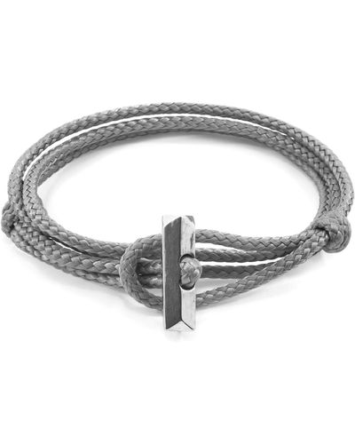 Anchor and Crew Classic Oxford Silver & Rope Bracelet - Metallic