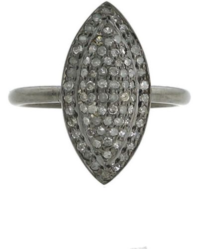 Artisan Marquise Shape Ring Pave Diamond 925 Sterling Silver Jewelry - Gray